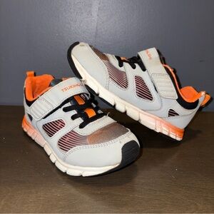 Tsukihoshi Streak Kids Sneakers Shoes size 11.5 - Gray Orange Easy On Off